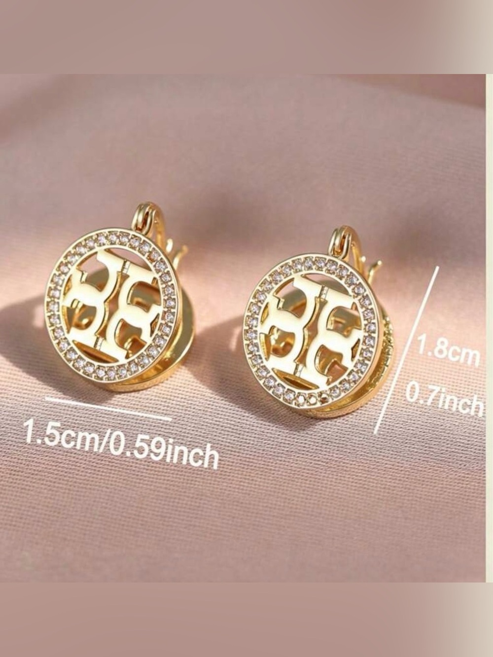 Tory Burch fashion Gold Logo Crystal Clip-On Earrings